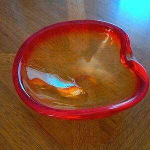 Golden Cherry red Candy dish Vintage.